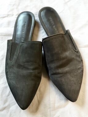 Jenni Kayne Black Pointed Suede Slip-On Mules